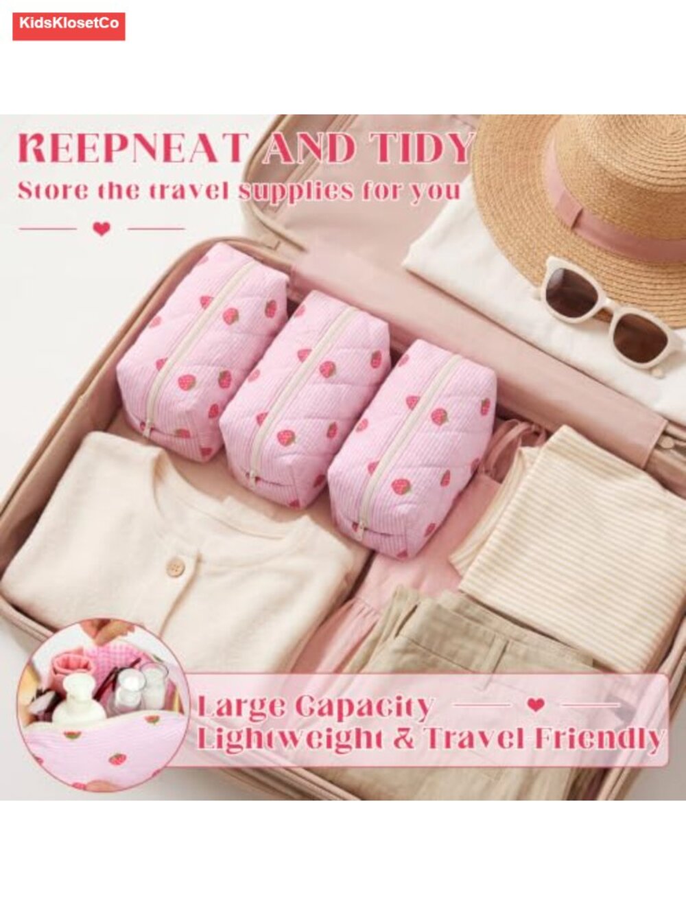 8-Piece Makeup Bag Set Polyester Cotton Travel Cosmetic Organizer for Women - Picture 4 of 5